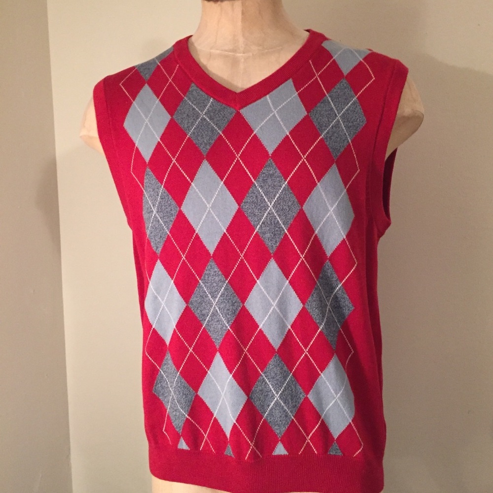 Red and gray argyle sweater vest - NWT